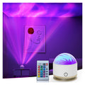 Battery-operated aurora night light projector with 16-color ocean wave effect