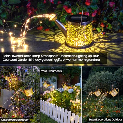 Solar metal watering can outdoor string light for garden patio decor