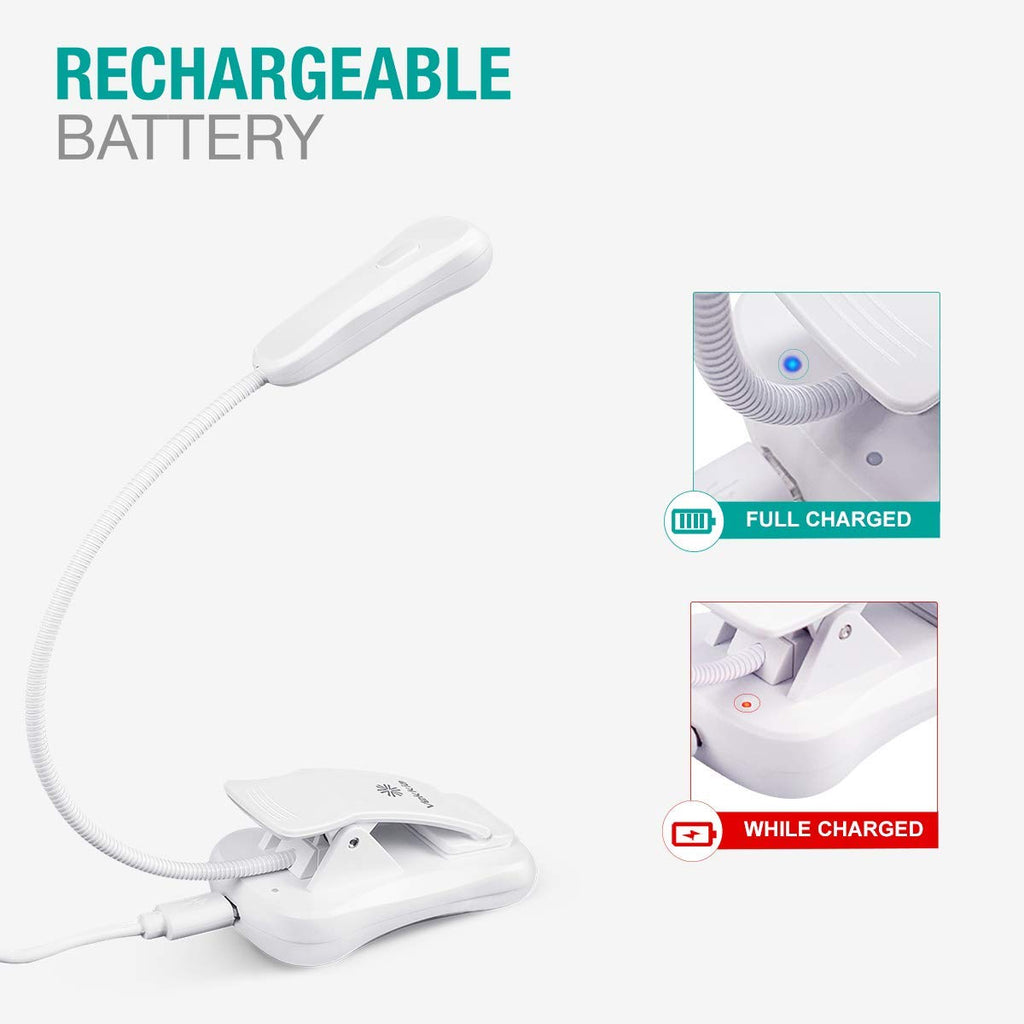 Vekkia Rechargeable Book Light LED – 3000K Warm Light, Eye-Safe, Lightweight Clip-On Design for Reading in Bed & Travel
