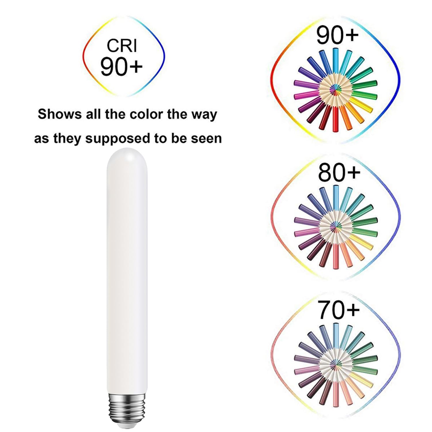 4-Pack T10 LED Bulbs E26 Base – 4W (40W Equiv.), 400LM, 2700K Warm White, Dimmable for Cabinet Display & Wall Sconces