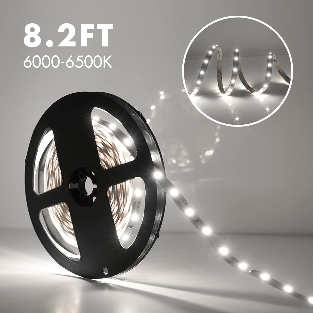 Sensky Motion Sensor LED Strip Light Kit – 8.2FT, 6000K Cool White, FCC Listed, Under Cabinet & Gun Safe Lighting