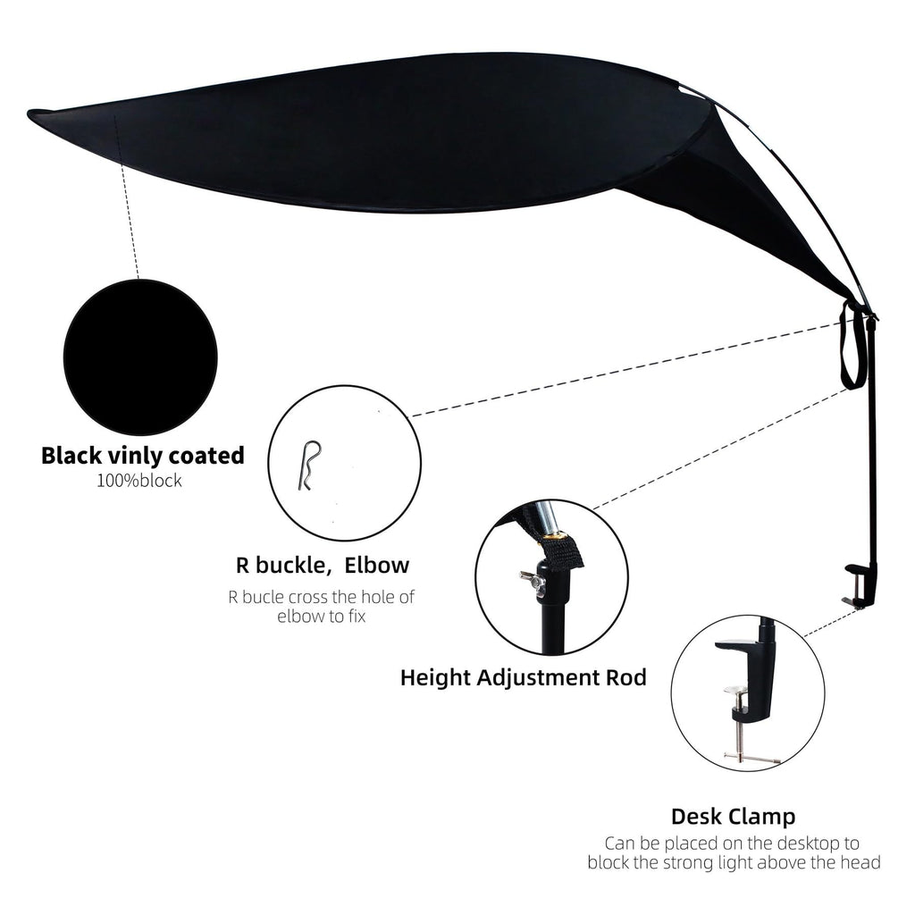 Comastbo 65" Office Cubicle Desk Shade – Light Blocking, Patent Pending, Black Canopy for Light Sensitive Workers