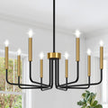 Black and Gold 8-Light Farmhouse Candle Chandelier for Decor