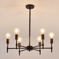 Black 6-Light Sputnik Semi Flush Mount Chandelier for Farmhouse Decor