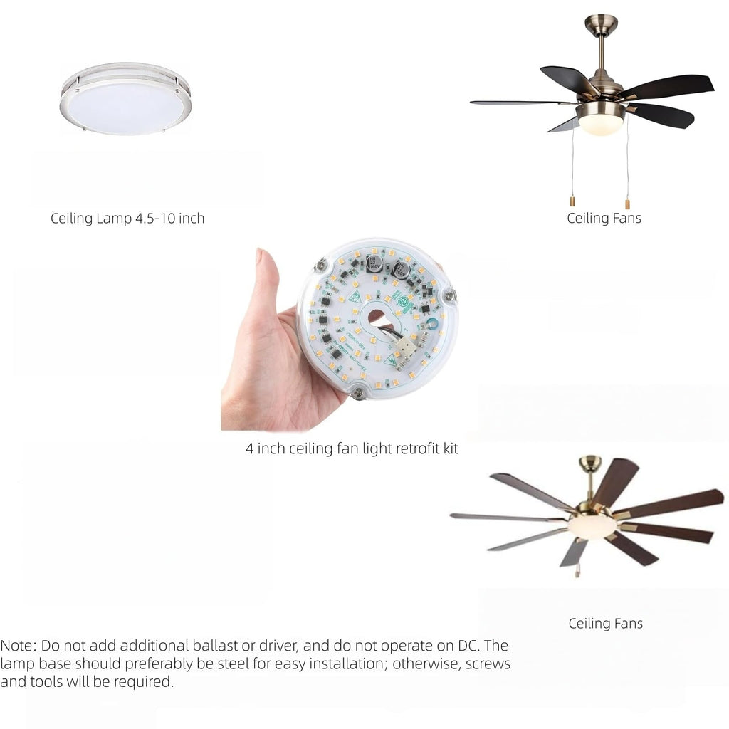 Ledytech 4 Inch LED Retrofit Kit – 18W 2200LM 3000K Warm White, Dimmable CRI90 for Ceiling Fan Light Replacement