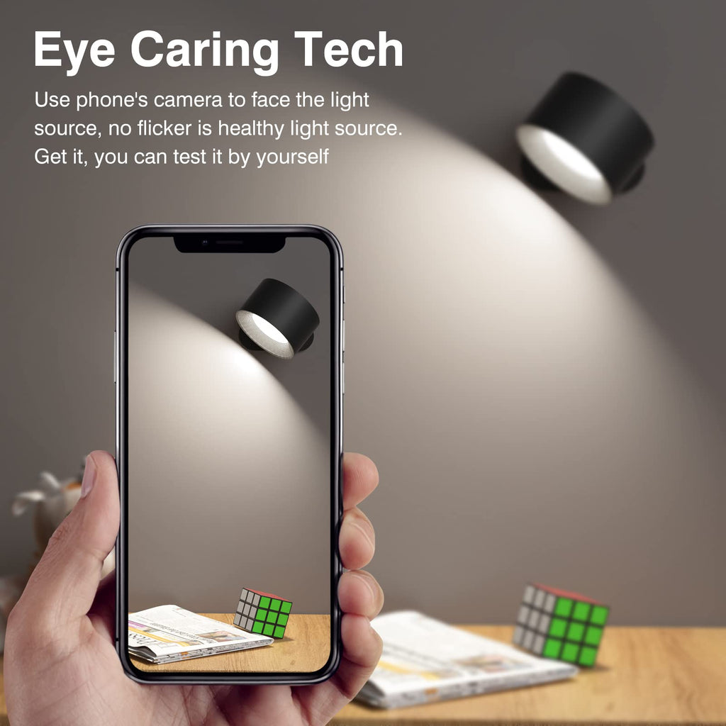 Rechargeable magnetic LED wall sconce with 360-degree rotation for decor