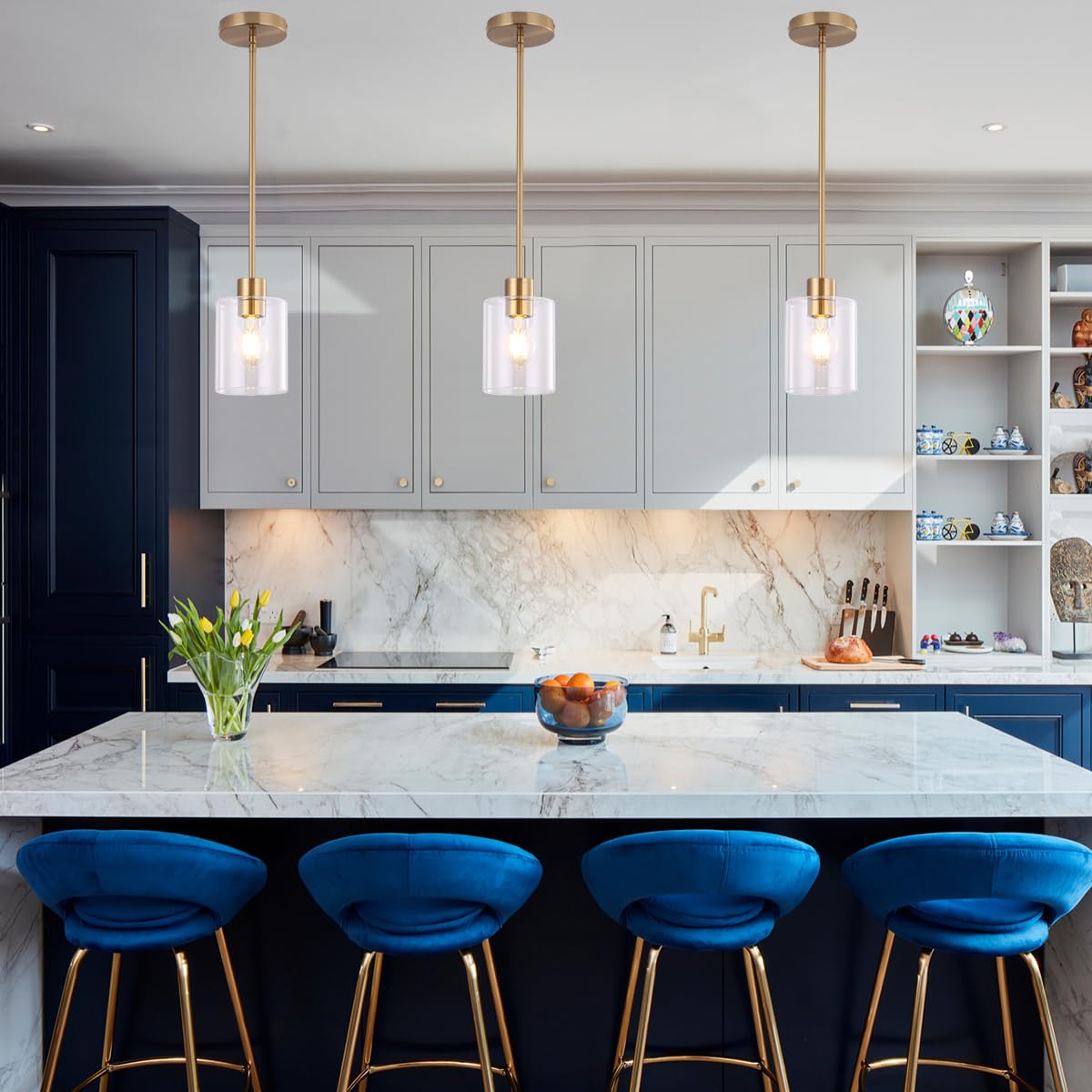 Brass pendant lights, set of 2, farmhouse kitchen decor fixture