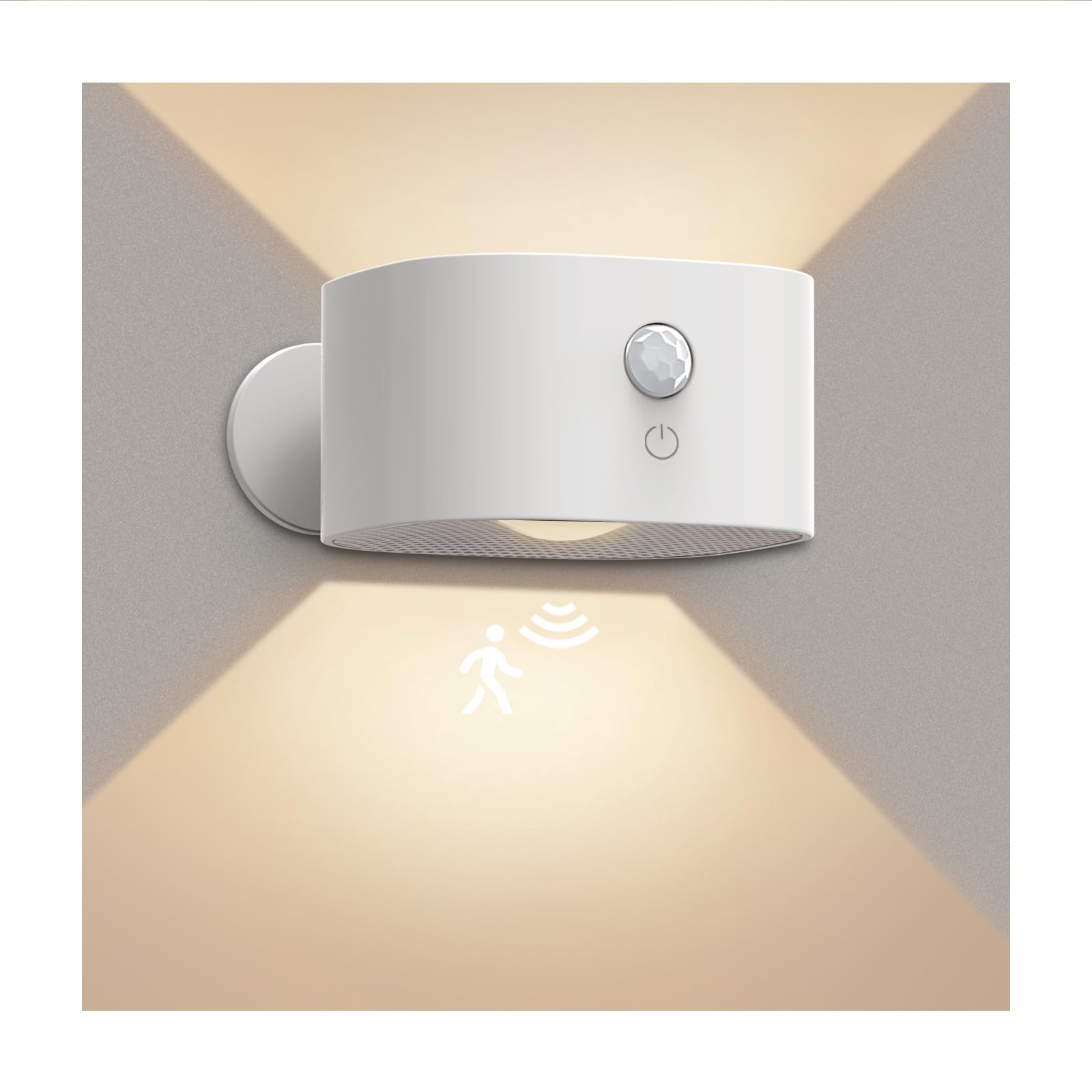 Motion sensor LED wall sconce, rechargeable cordless night light decor