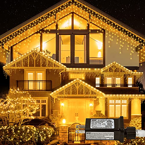 33 ft warm white icicle string lights with 300 LED and 50 drops