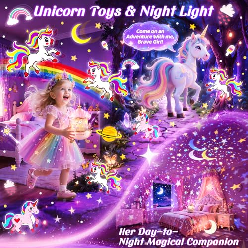 Unicorn star projector night light with sound machine for kids room