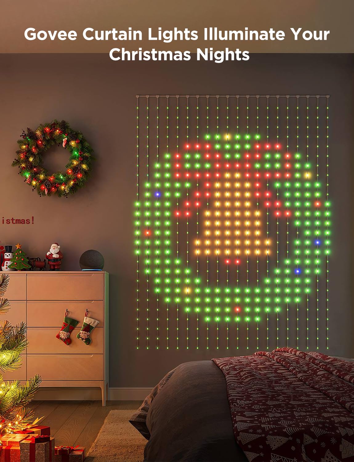 Smart RGBIC curtain string light, 520 LEDs, app-controlled and waterproof