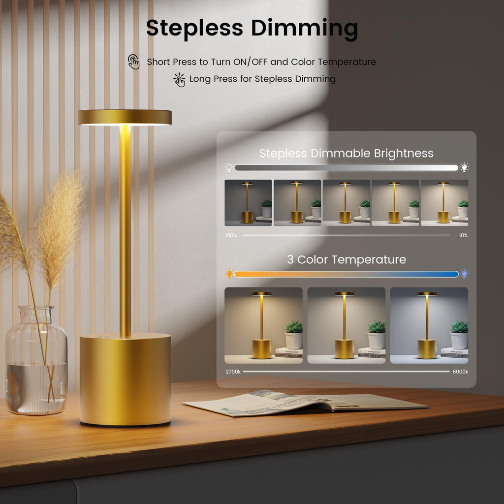 2-pack rechargeable cordless table lamps for patio dining