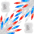 Red, white & blue battery-powered mini string lights, 2-pack, 8 modes