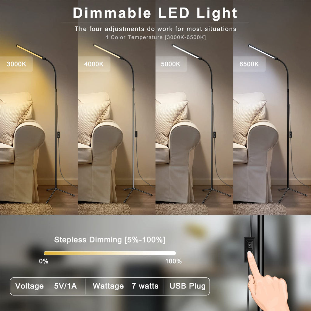Adjustable LED floor lamp for lash and makeup artists, eye-caring light