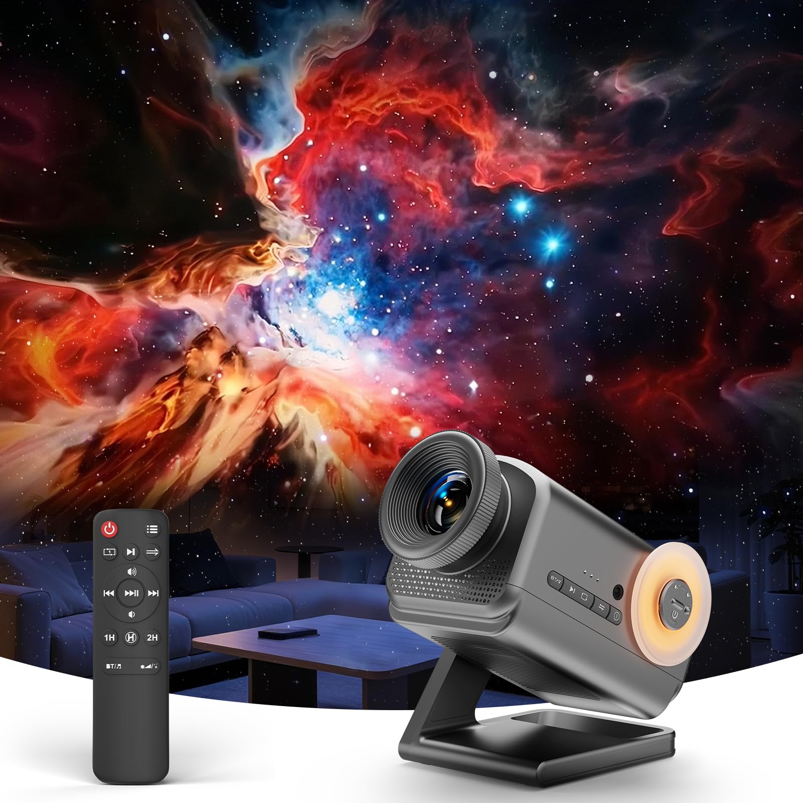 HD 3D galaxy projector night light with Bluetooth speaker, 60 themes