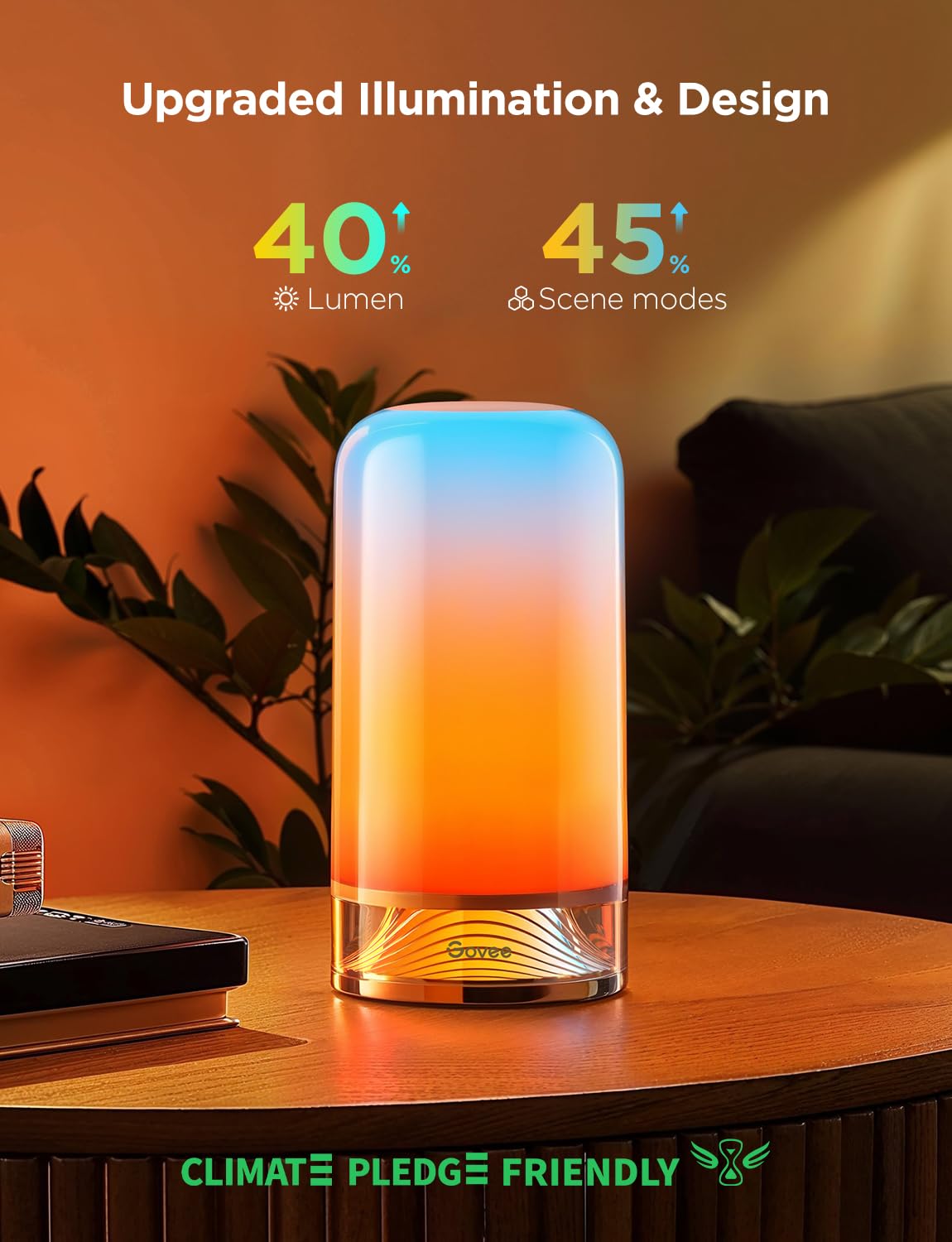 Smart RGBIC touch table lamp with 64 scene modes and Alexa compatibility