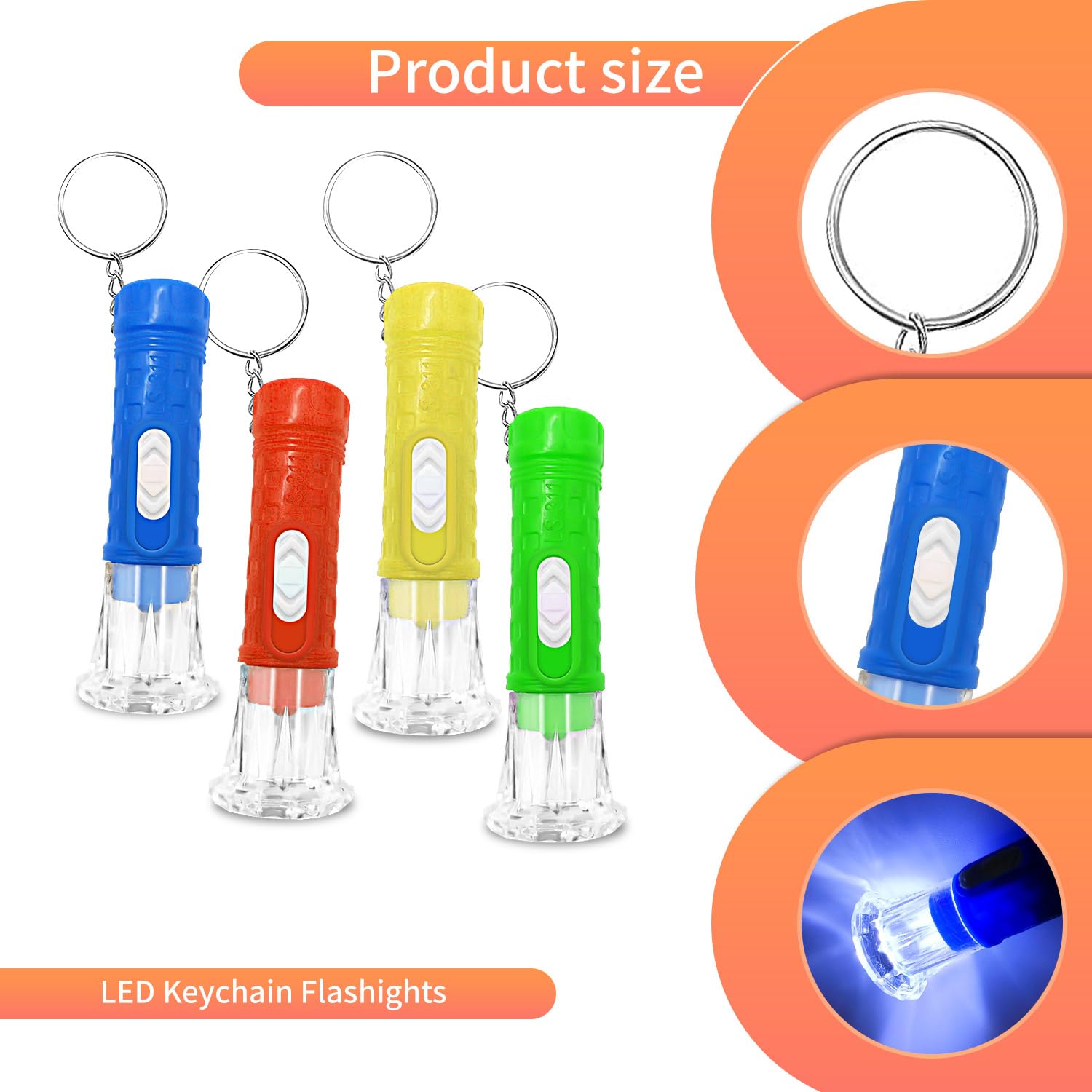100-Pack Mini LED Flashlight Keychains – Assorted Colors, Bulk Torch Keyrings, Compact & Portable for Party Favors & Camping