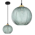 Nordic Green Ribbed Glass Pendant Light for Kitchen Island Decor