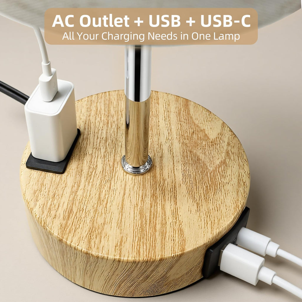 Touch control bedside table lamp with USB-C charging port, dimmable