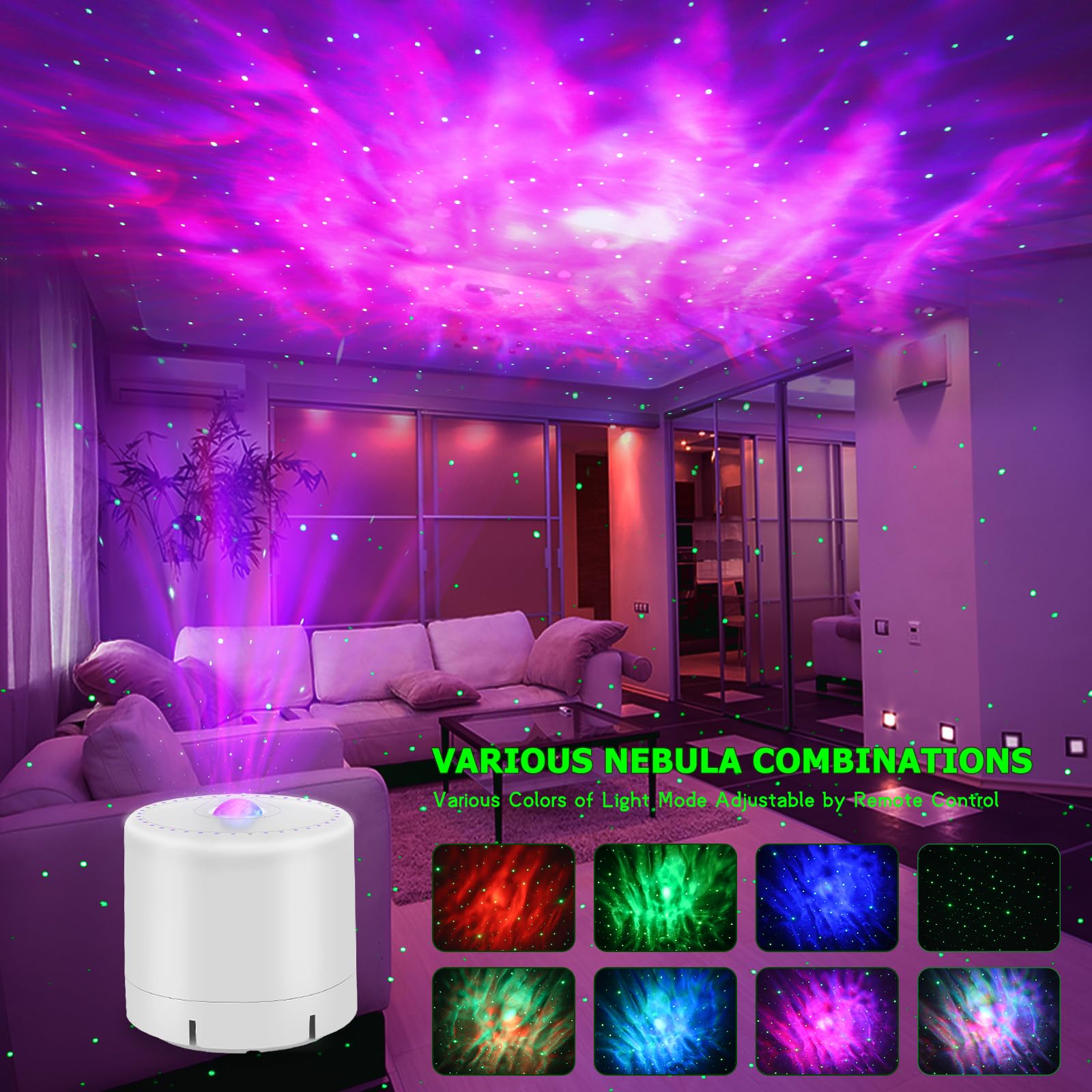 Star galaxy projector night light with timer and remote for bedroom decoration