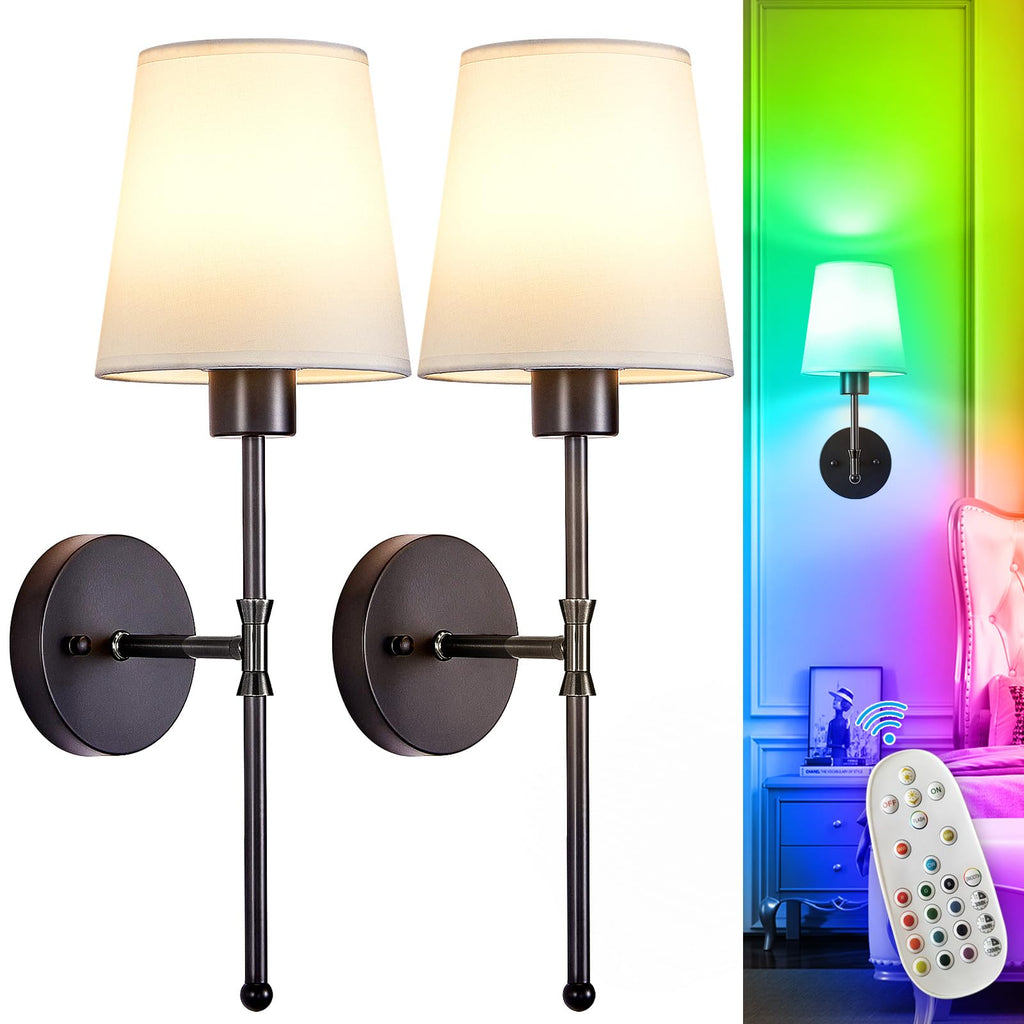 Rechargeable wireless wall sconces, set of 2, home decor lighting