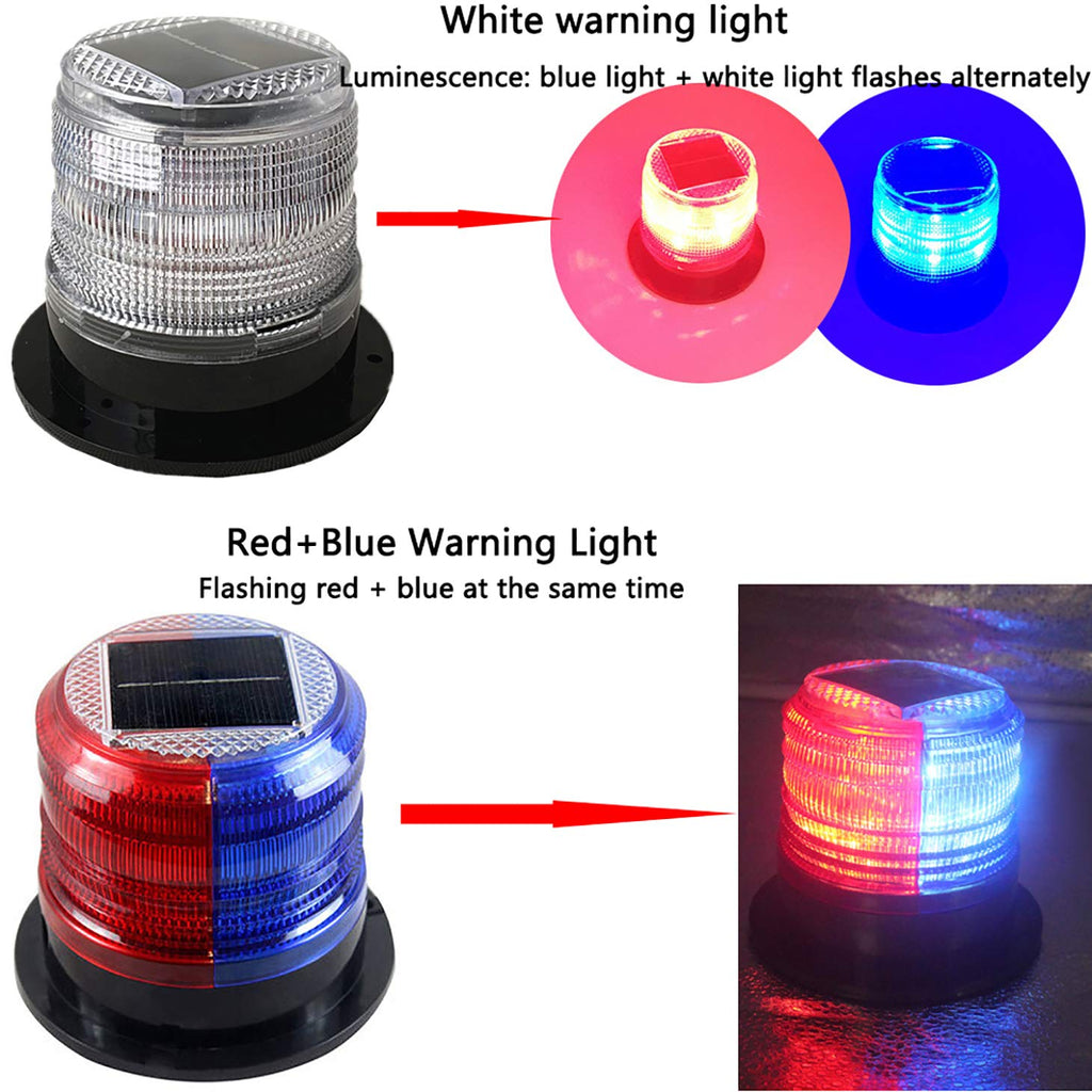 RISOON Solar Strobe Warning Light – Magnetic Base, IP65 Waterproof, 5000ft Visibility for Construction & Marine Safety (Red+Blue)