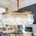 8-Light Crystal Double-Ring Chandelier in Gold for Dining Decor