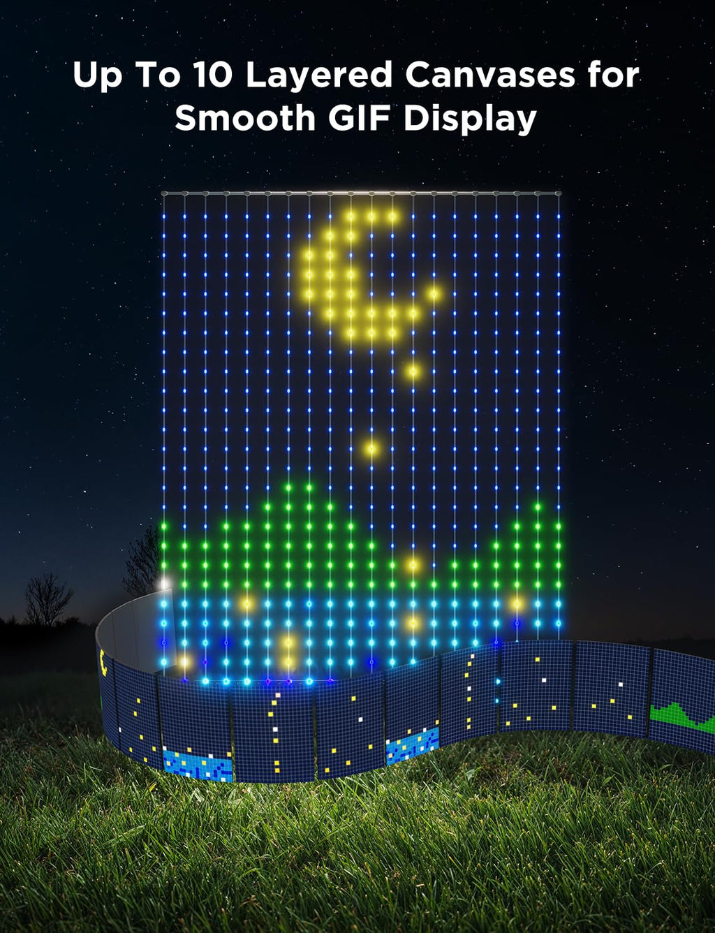 Smart RGBIC curtain string light, 1560 LEDs, IP65 waterproof