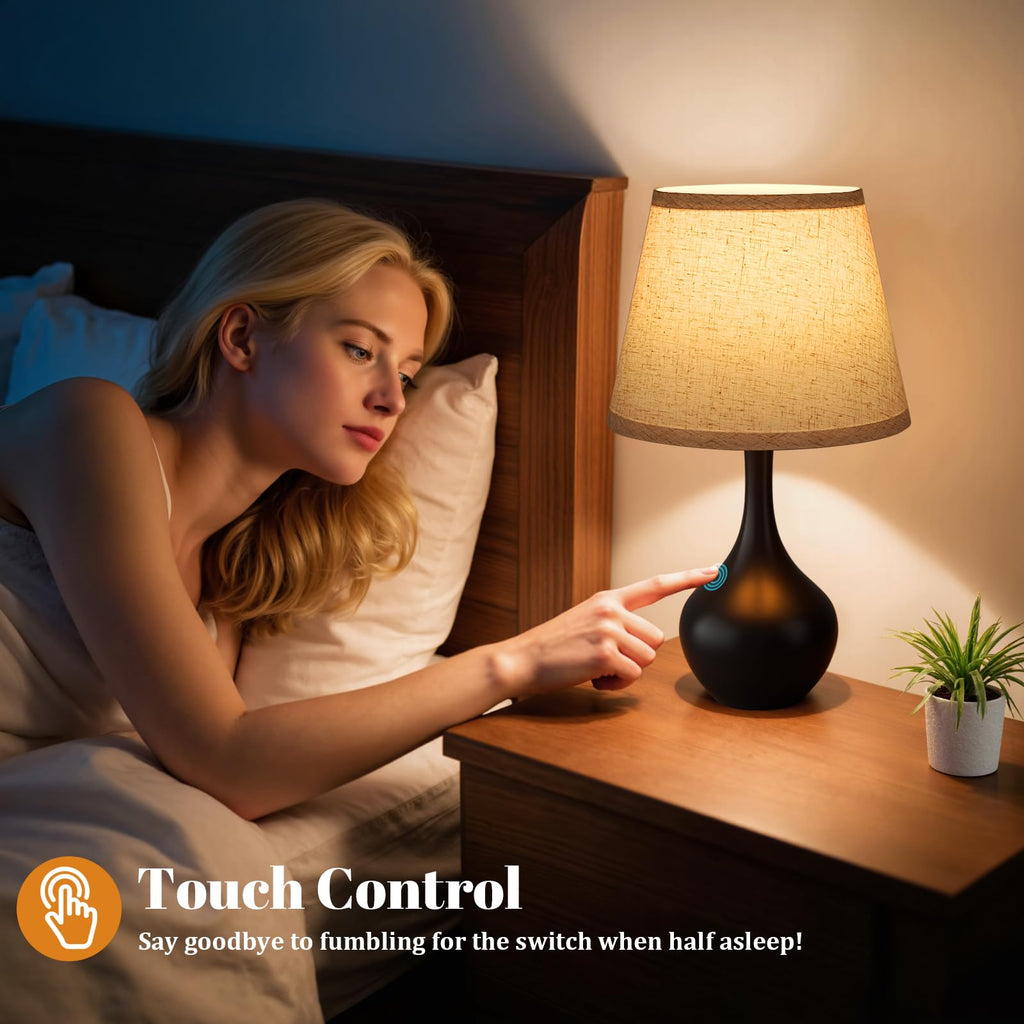 Touch-control table lamp with 3-way dimming for nightstands