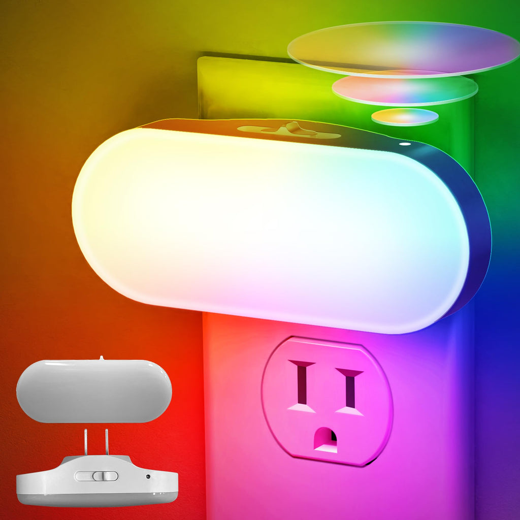 RGB color-changing plug-in night light for kids' rooms, 2-pack