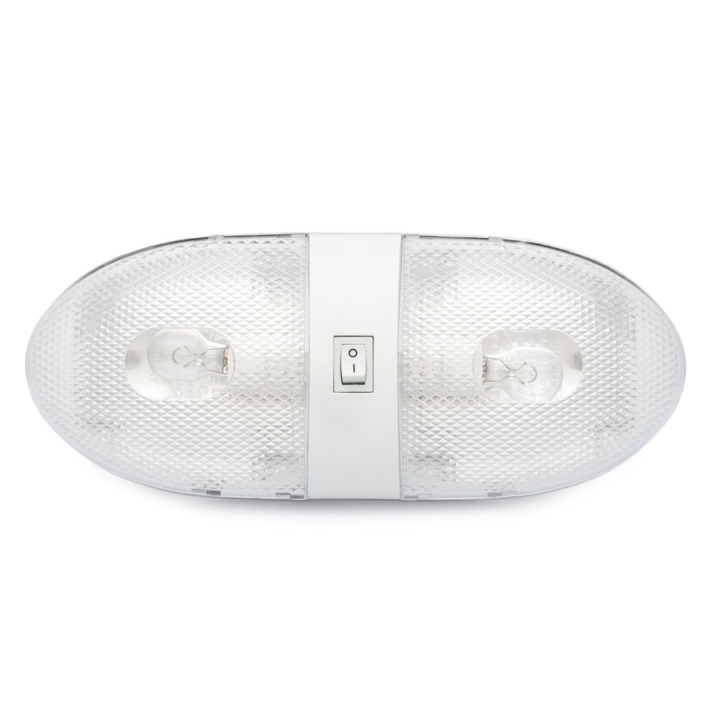 Lumitronics RV Double Dome Ceiling Light – Interior LED with On/Off Switch, Removable Lens, Weather Proof for Camper Trailer