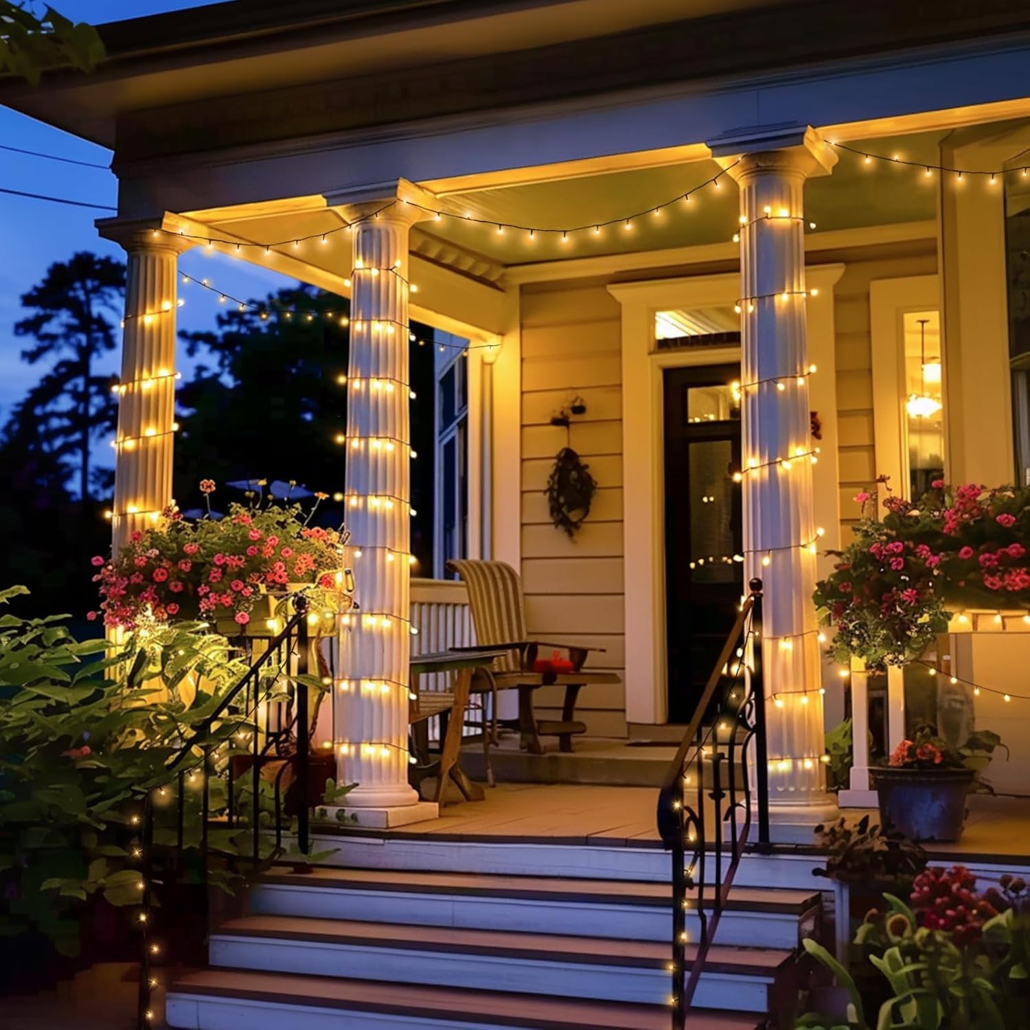 66-ft warm white twinkle string lights with 8 modes for indoor outdoor decor