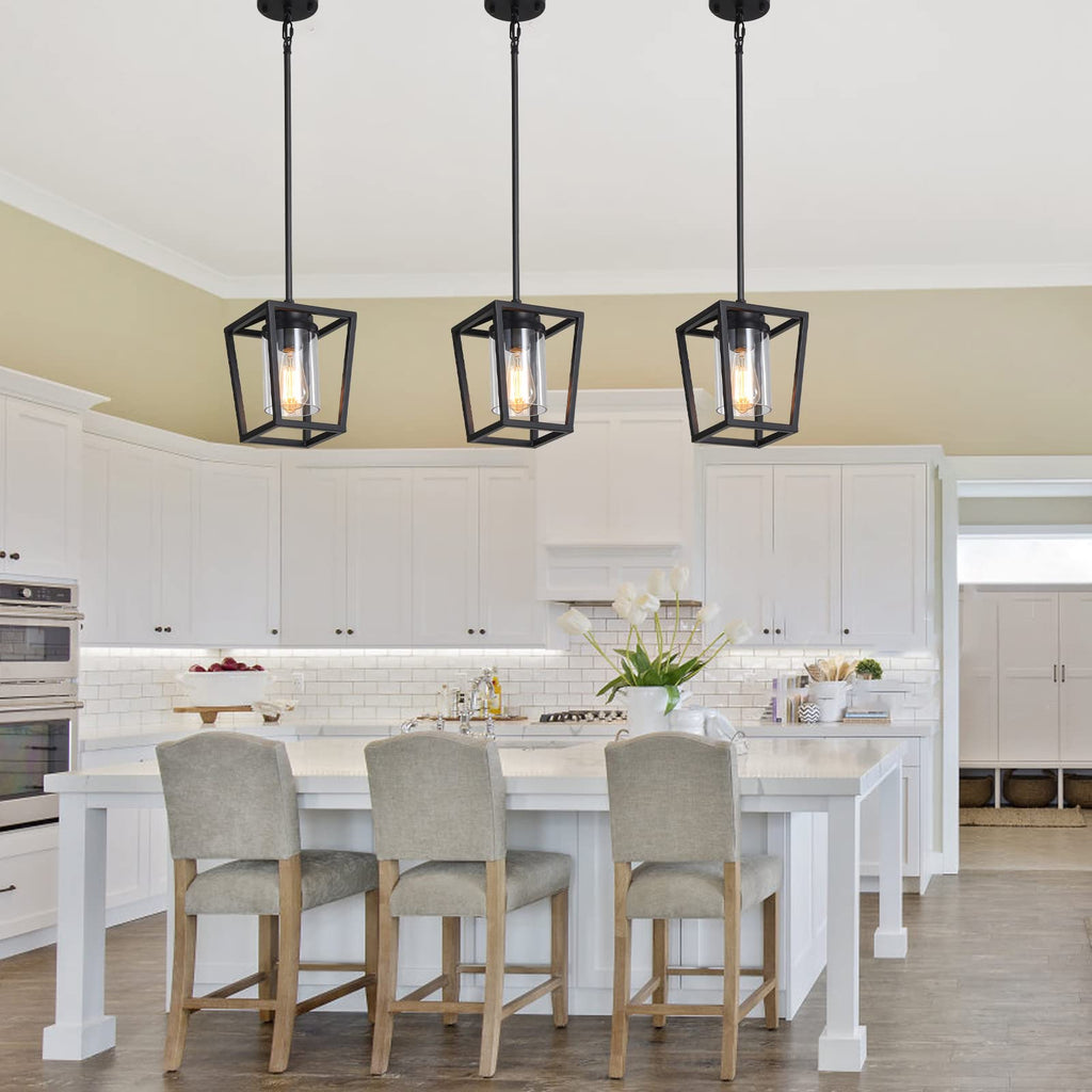 Black Farmhouse 1-Light Kitchen Island Pendant for Home Decor