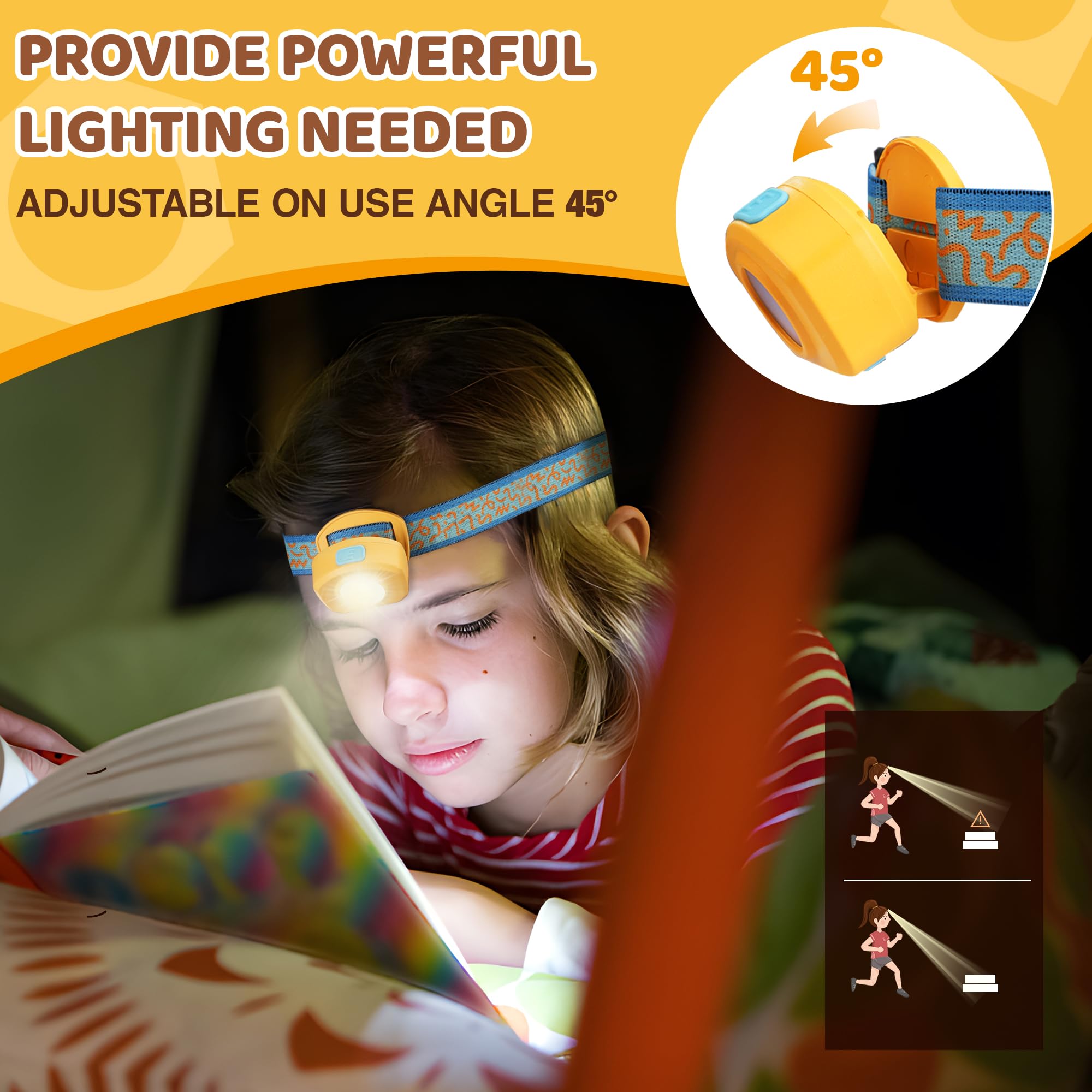 EverBrite LED Headlamp Rechargeable Kids – RGB Mode, 3 Light Modes, Adjustable Headband for Camping & Exploring
