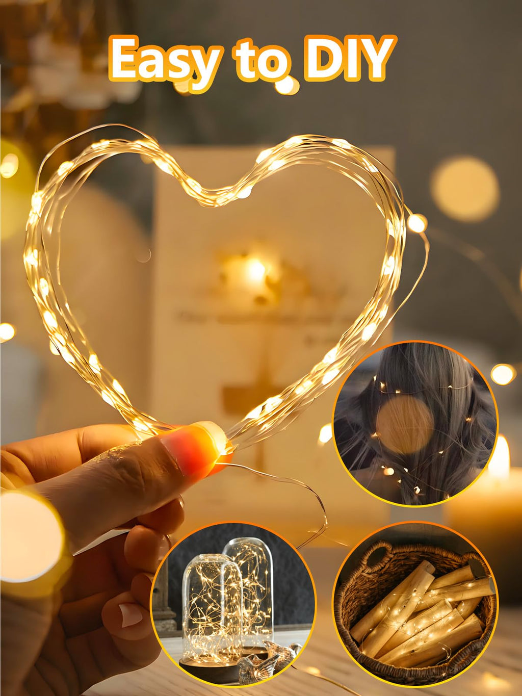 Battery operated fairy string light, outdoor and indoor use, 4-pack
