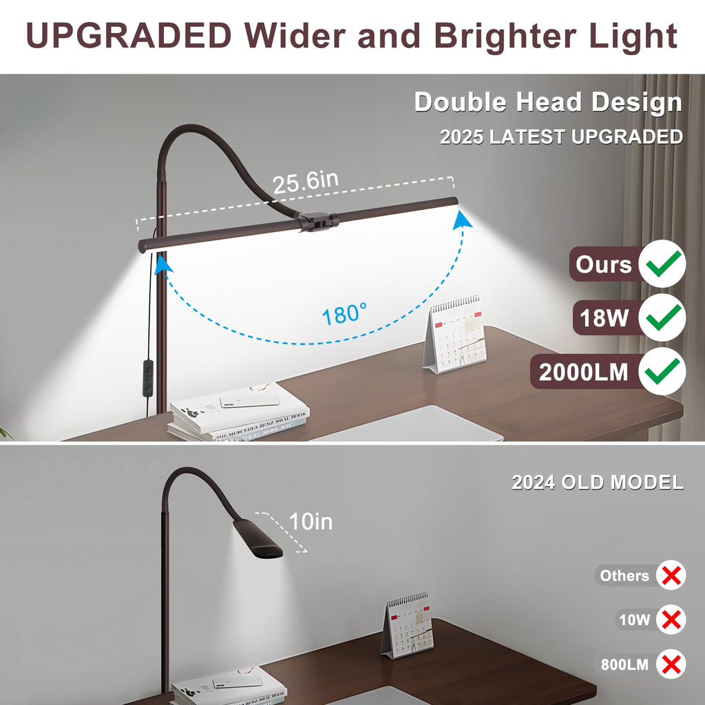 Dual-head gooseneck LED floor lamp for craft and detail work