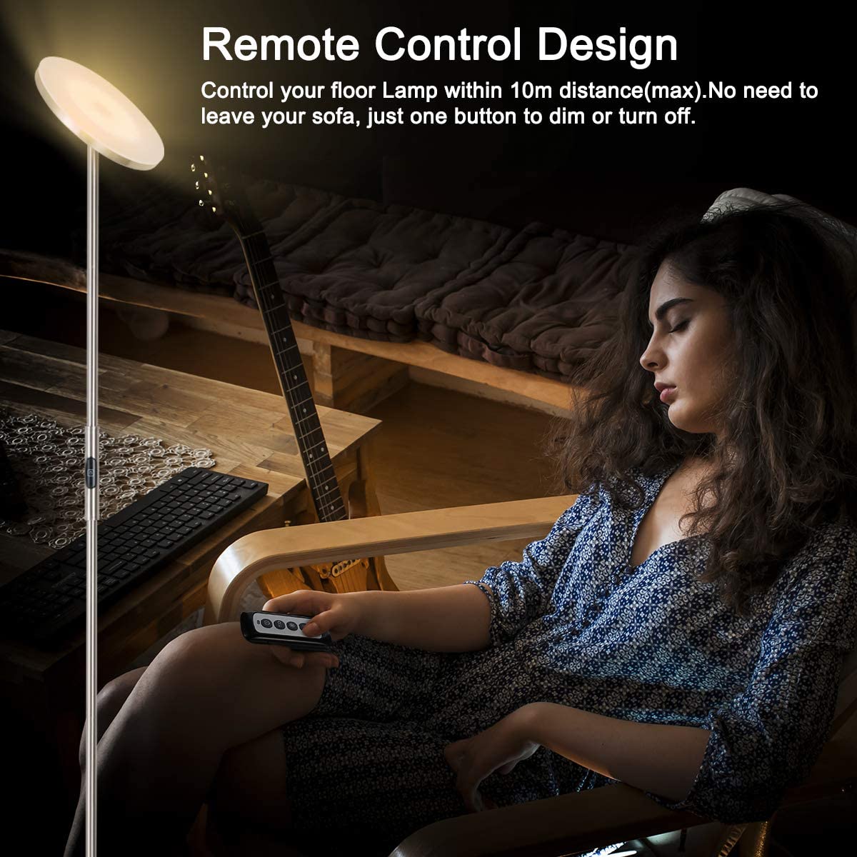 Torchiere floor lamp with 2400LM super-bright adjustable LED