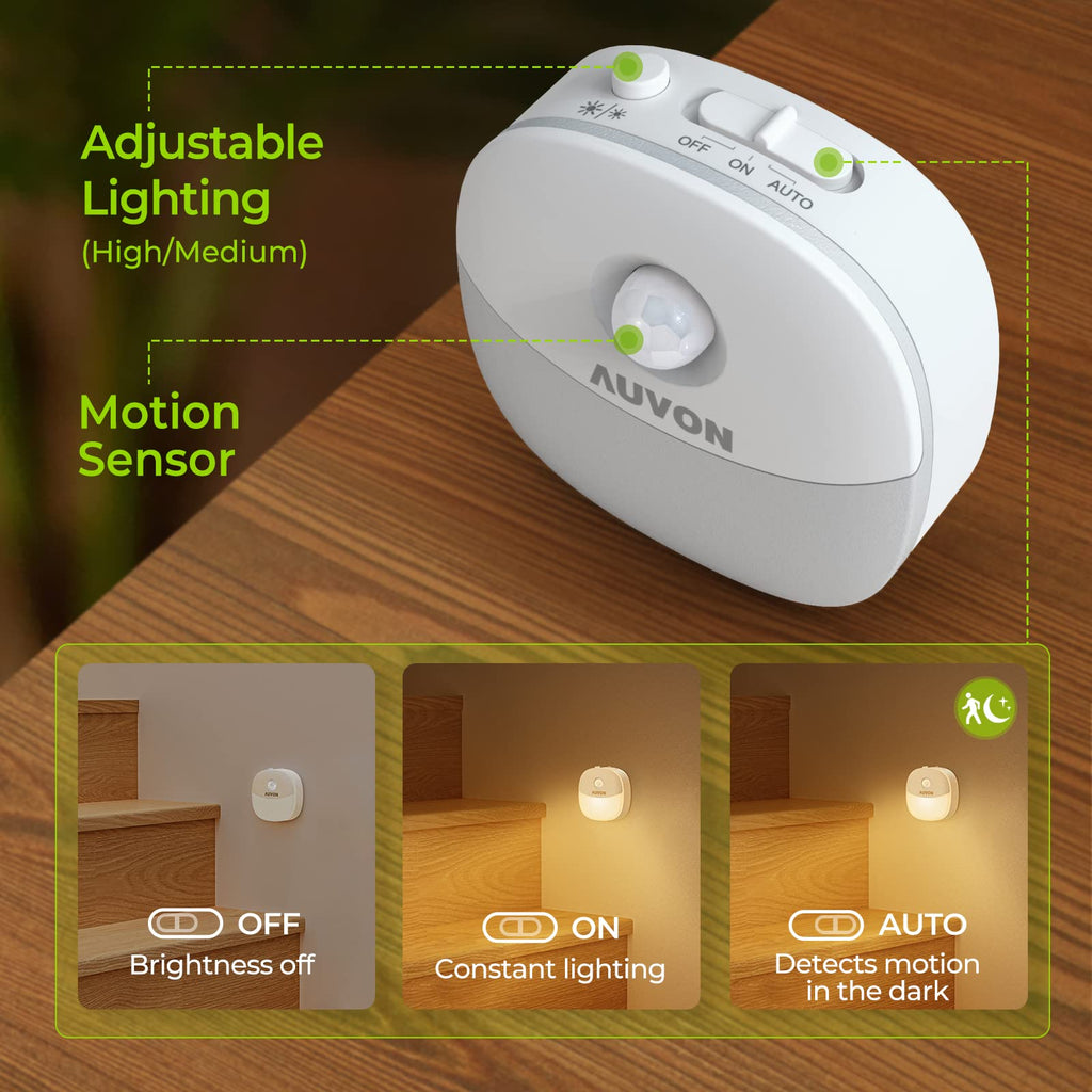 2-Pack LED Night Light Rechargeable – Motion Sensor, Dusk to Dawn, Warm White Stick-On for Closets & Hallways
