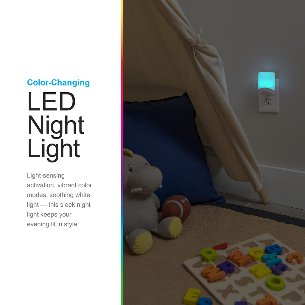 Color-changing plug-in night light with dusk-to-dawn sensor, 4-pack