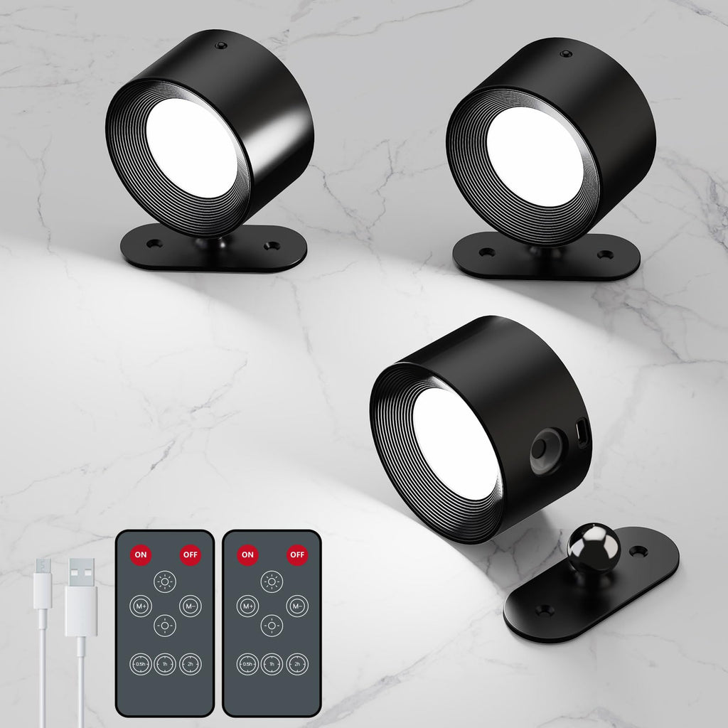 Battery-powered LED wall sconces, set of 3, home decor lighting