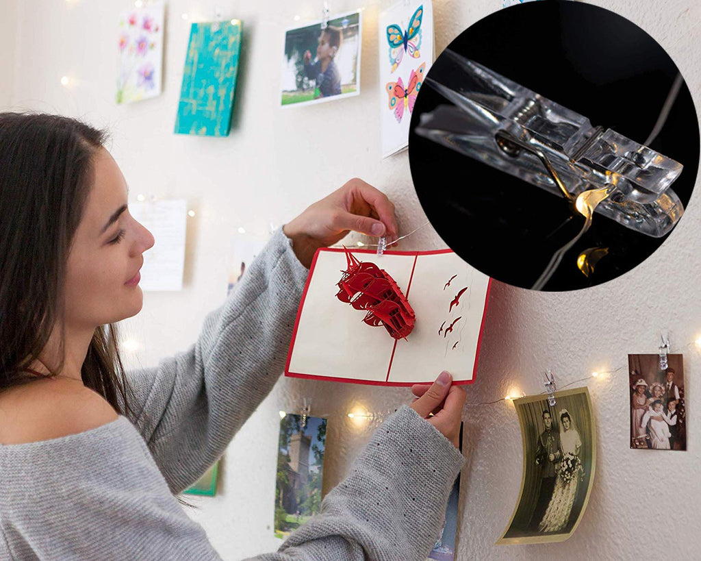 Photo clip string light, 17 ft, 50 LED with remote, 8 modes