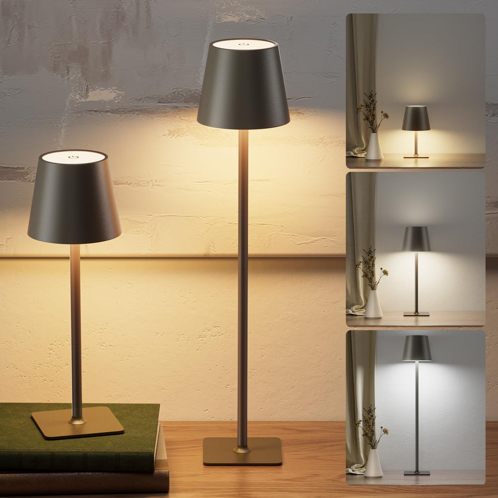 Cordless rechargeable table lamp 2-pack, adjustable height
