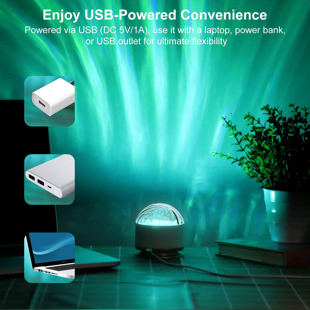 Aurora galaxy projector night light with 16 colors and dimmable mood lighting