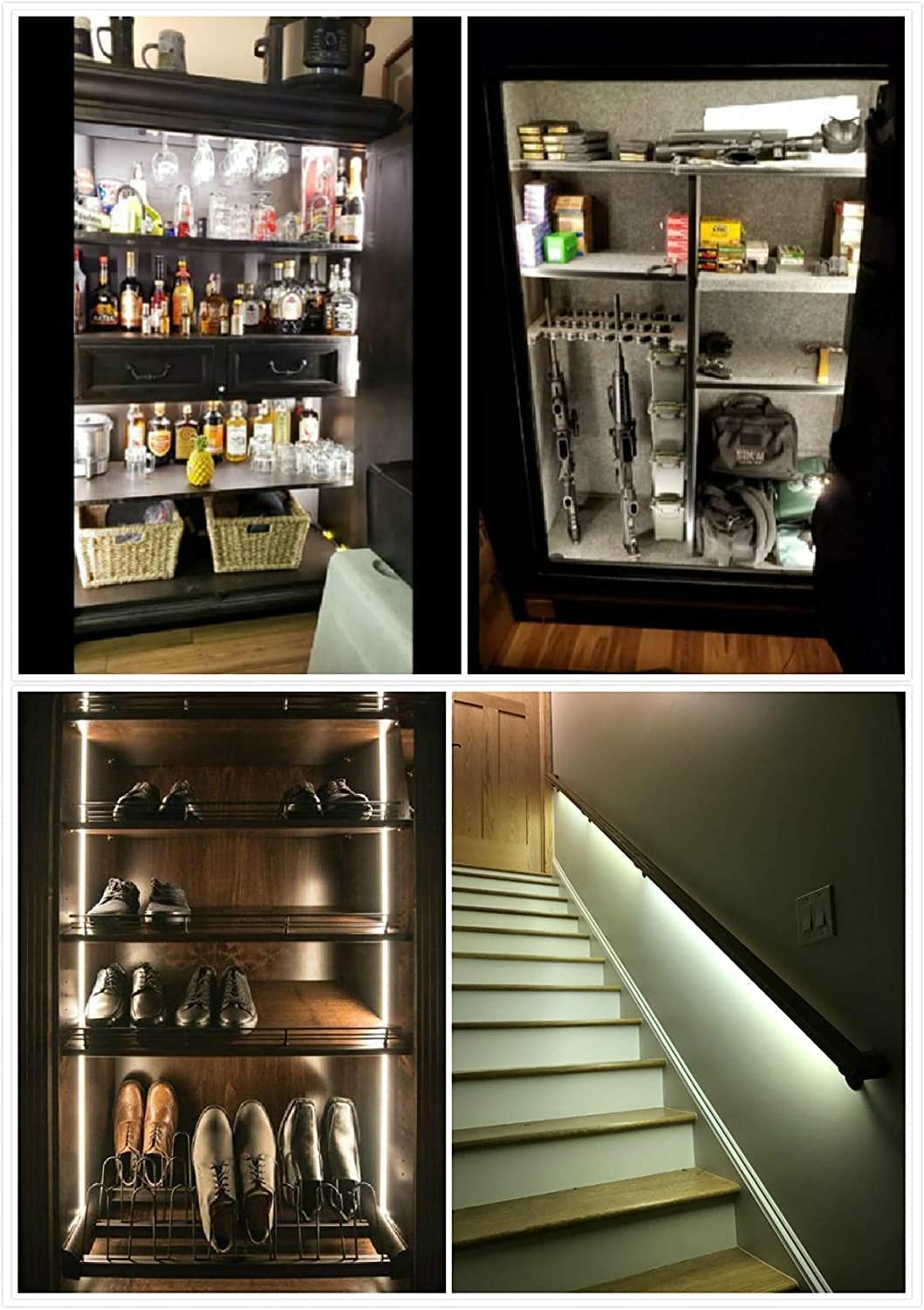 Sensky Motion Sensor LED Strip Light Kit – 8.2FT, 6000K Cool White, FCC Listed, Under Cabinet & Gun Safe Lighting