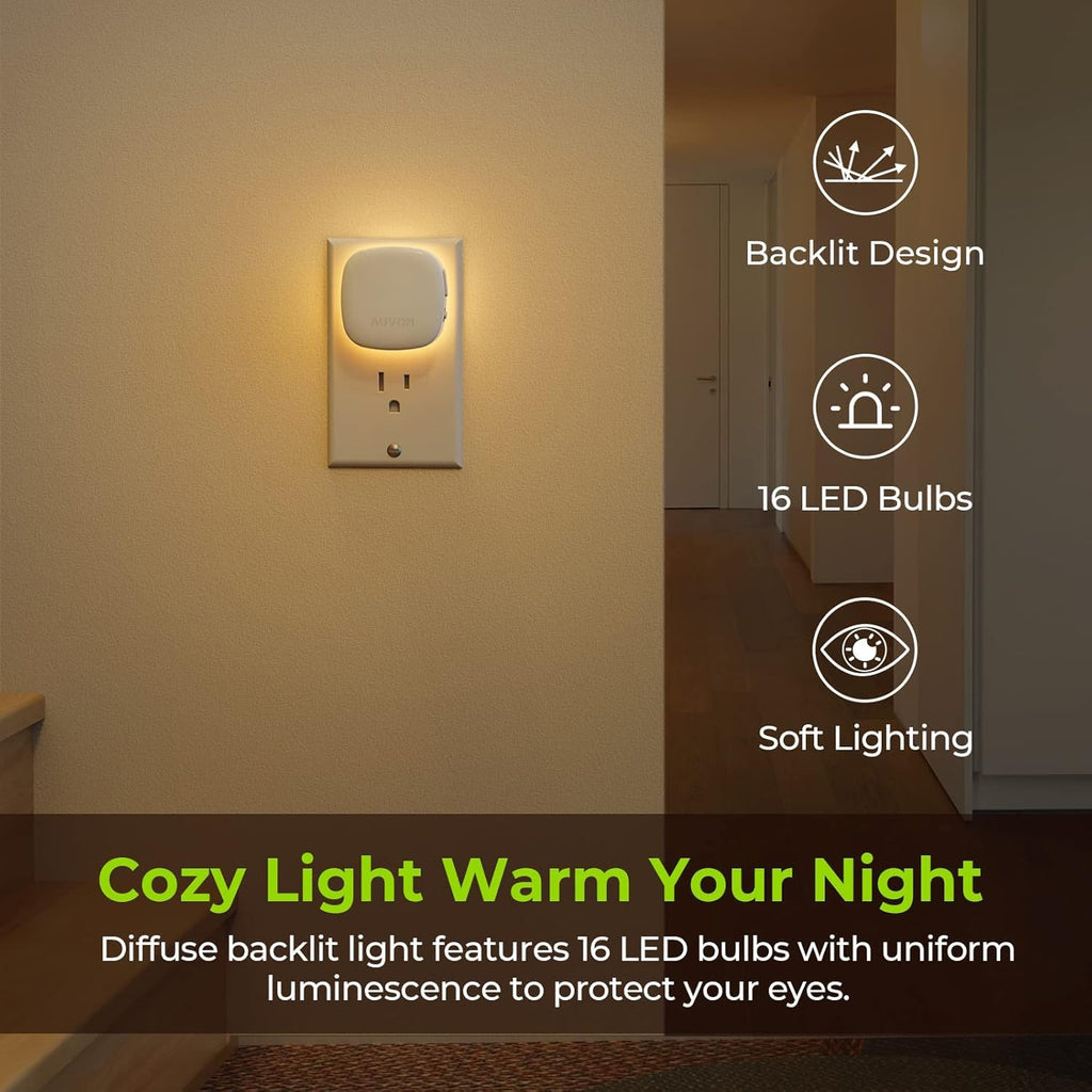 Plug-in LED night light 4-pack with motion and dusk to dawn sensor