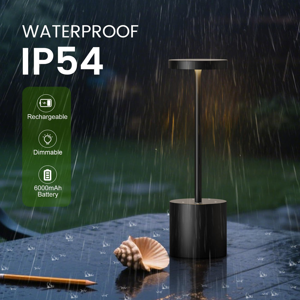 Rechargeable cordless LED table lamp, dimmable, portable, 2-pack