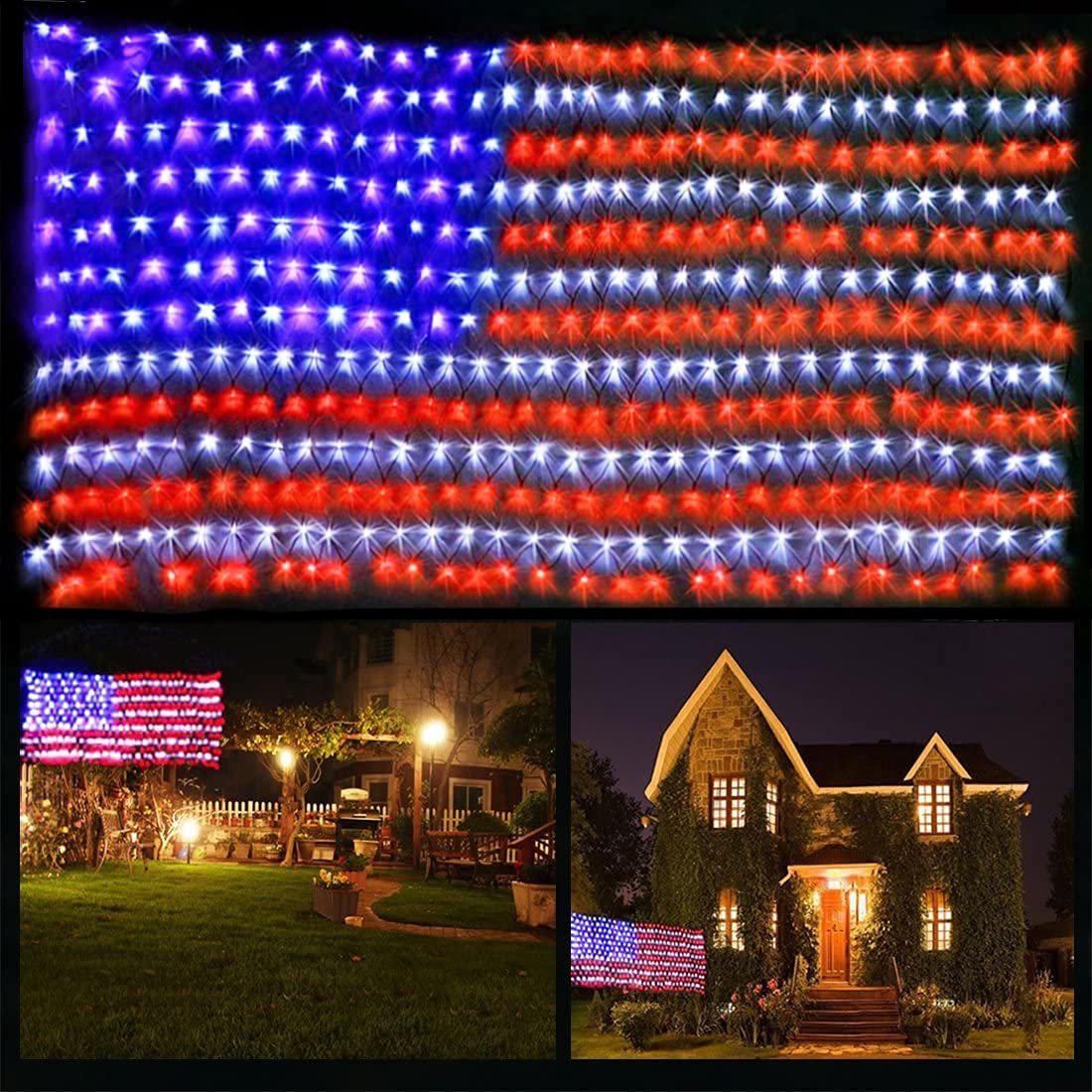 420-LED patriotic American flag outdoor string light