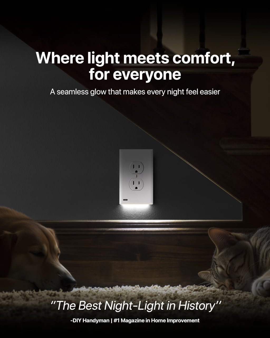Outlet wall plate night light with auto on/off light sensor for duplex receptacles