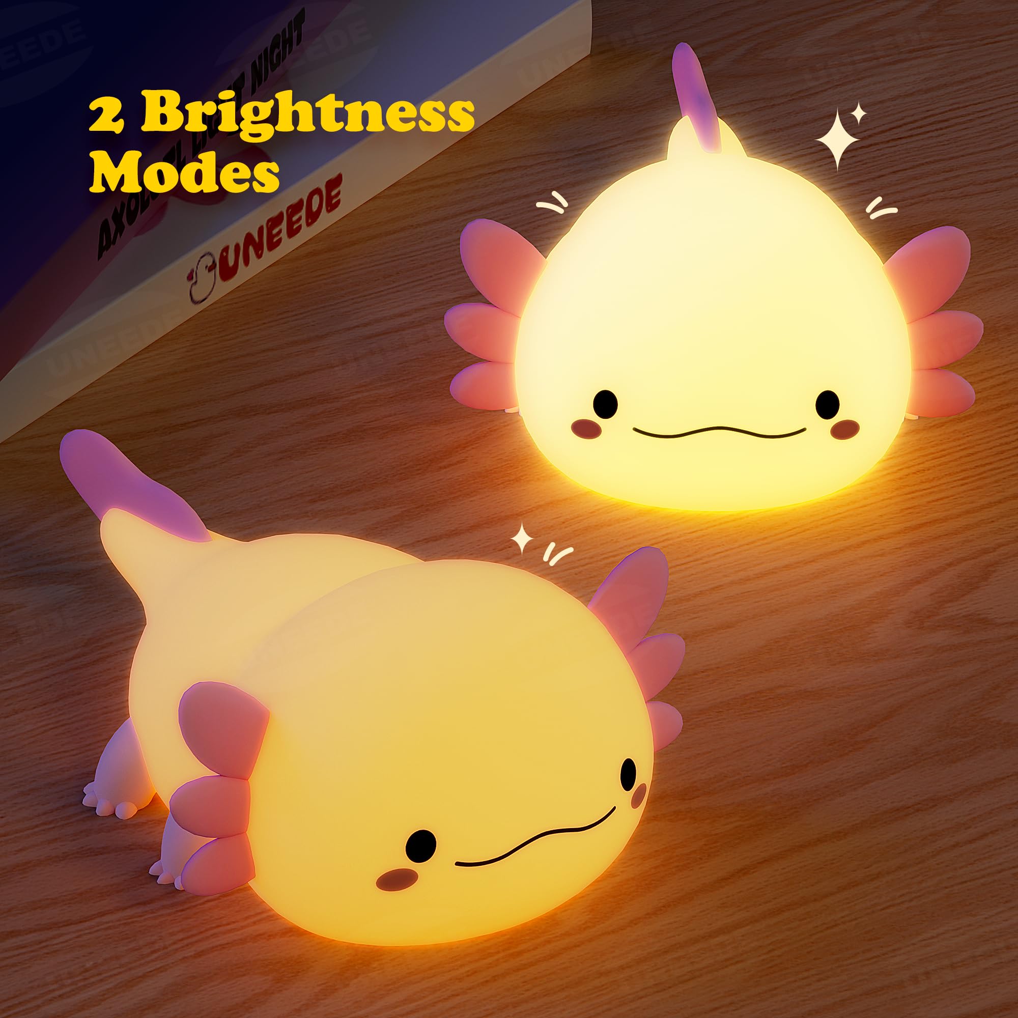 Rechargeable axolotl night light for kids, silicone bedside lamp
