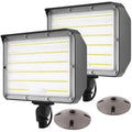 2-Pack LED Flood Light Dusk to Dawn – 100W, 14000LM, 5000K Daylight, IP65 Waterproof with Knuckle Mount for Parking Lot & Security